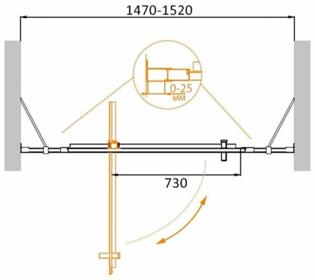 Душевая дверь (150х195) CEZARES MOLVENO MOLVENO-BA-12-100+50-C-Cr-IV